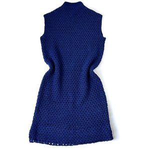 Hand-Knitted Mock Turtleneck Sleeveless Sweater Dress / Sweater Vest size Medium